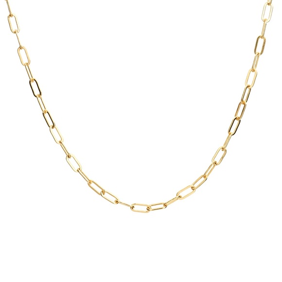 18K Gold Plated handcrafted Paperclip Chain Necklace*Long Necklace*Waterproof*ZX - Picture 2 of 5